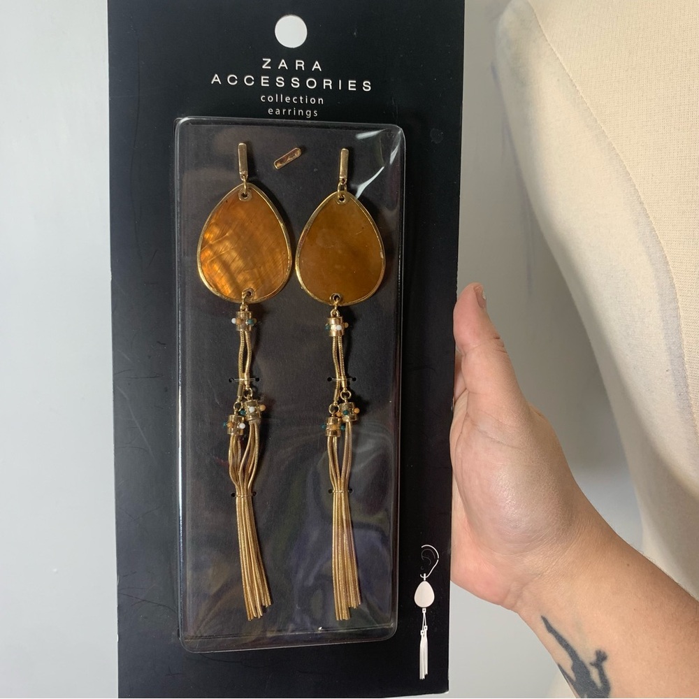 ZARA long chain tassel earrings new